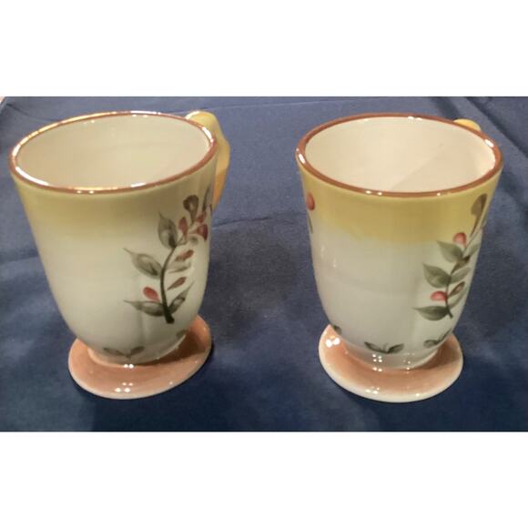 Set of 2 Better Homes & Gardens Tuscan Retreat Footed Coffee Mugs Cups - Picture 8 of 12